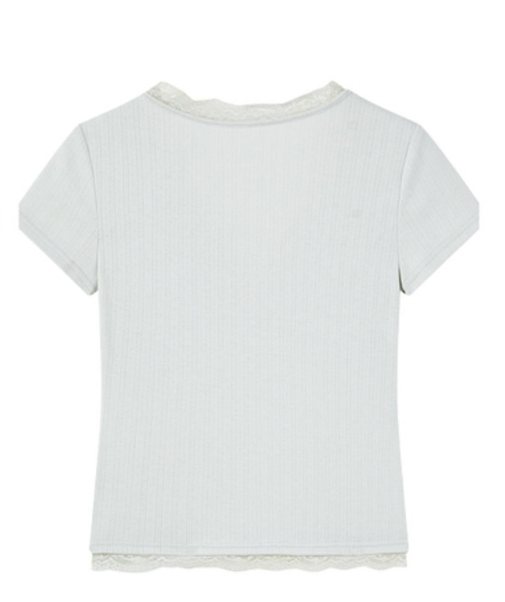 Summer V-Neck Lace Knit Top