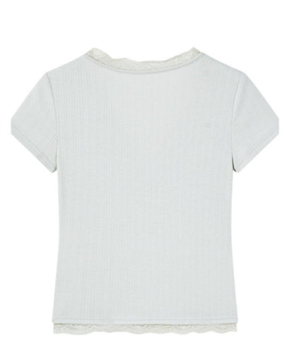 Summer V-Neck Lace Knit Top