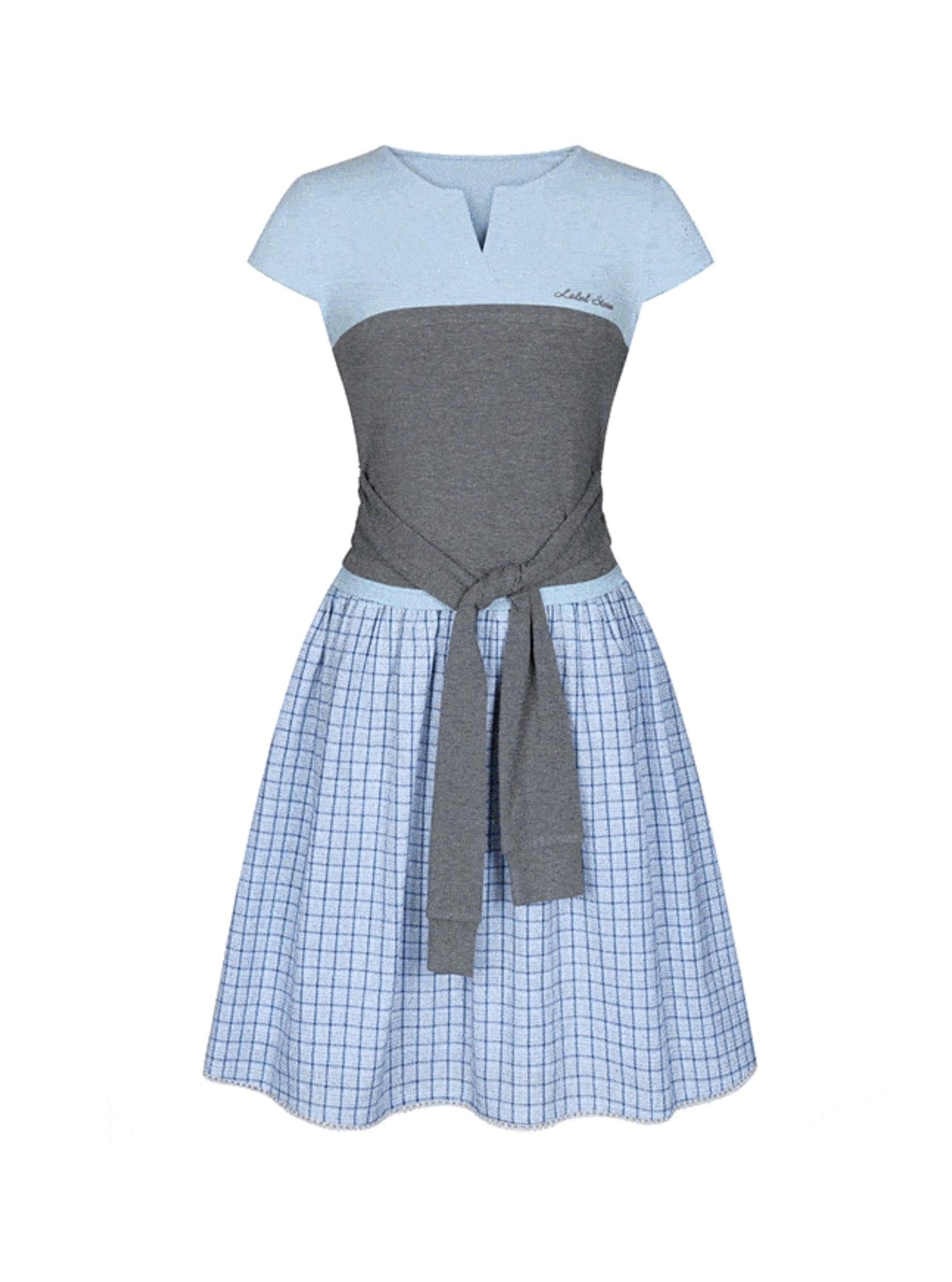 Color Clash Lace-Trimmed Plaid Dress