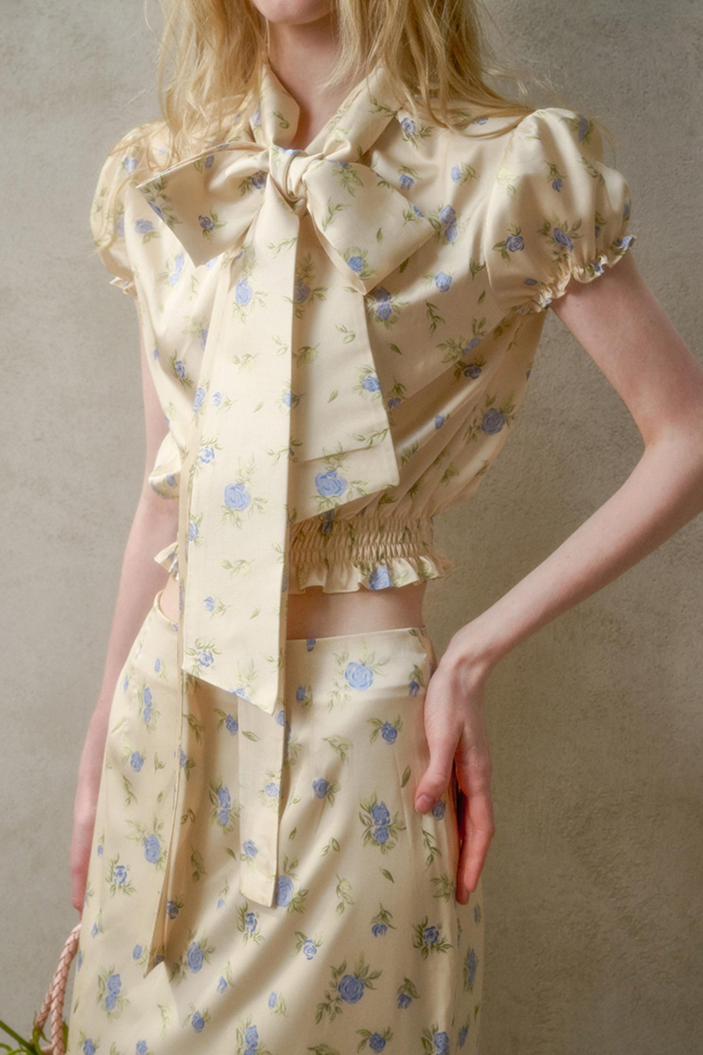 Lemon Lace Skirt With Shirt Set-Up