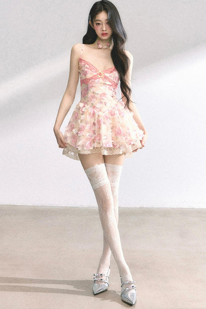 Apricot Lace Halter Dress