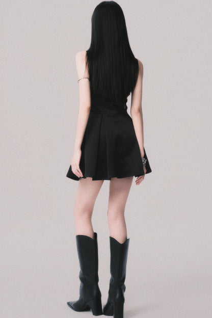 Korean Hepburn Black Summer Dress