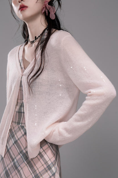 Grey Cherry Plaid Dress