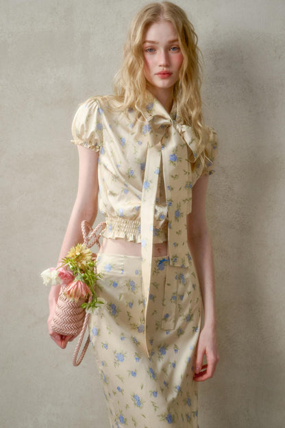 Lemon Lace Skirt With Shirt Set-Up