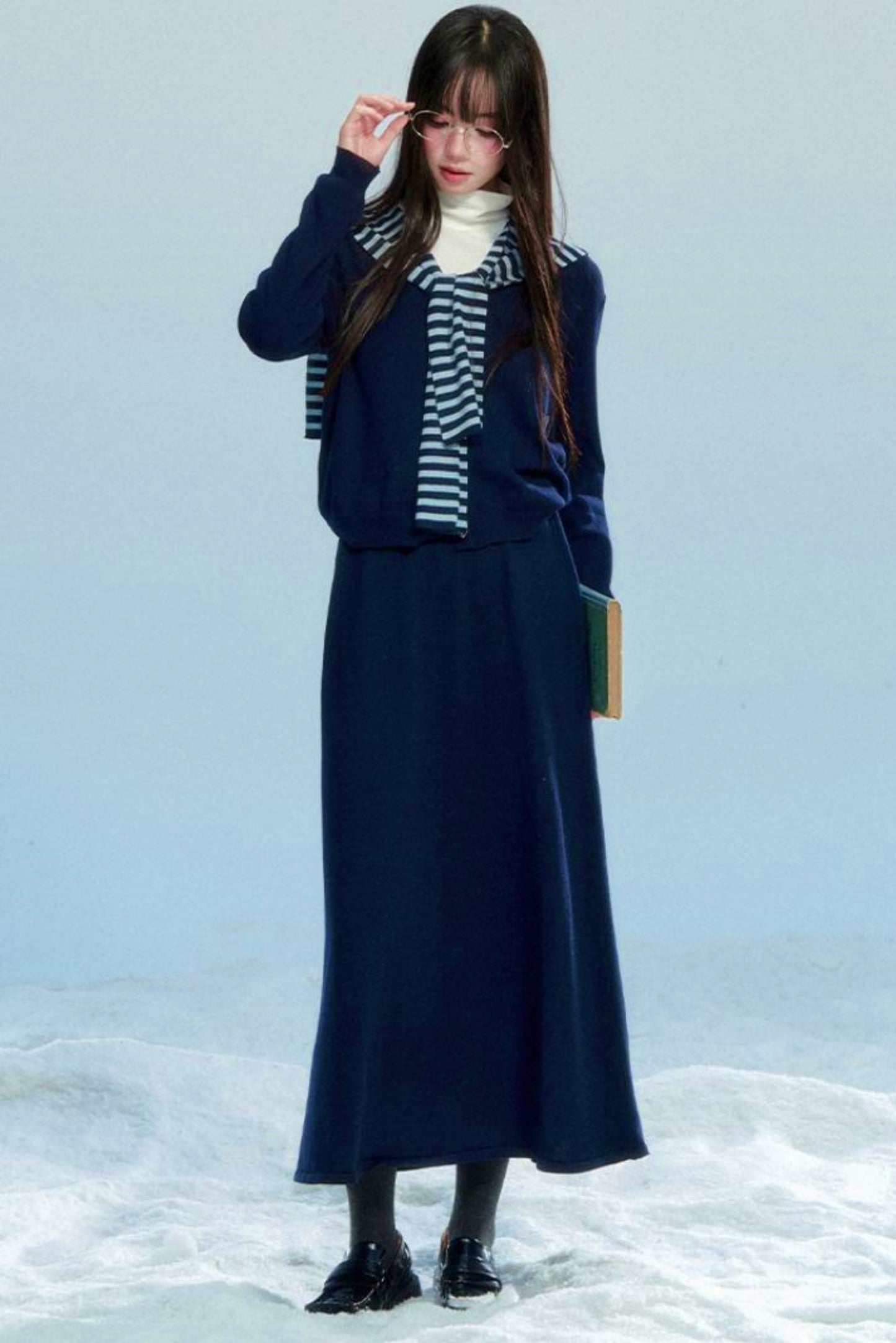 Striped Knitted Shawl Top