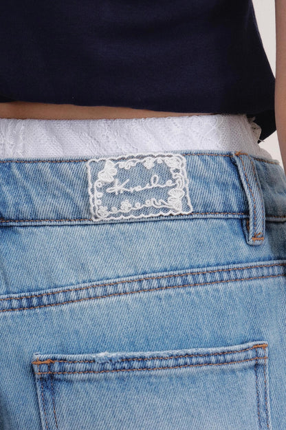 Romantic Lace Wide-Leg Jeans