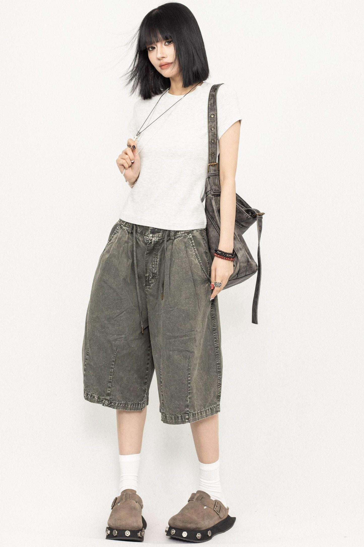 Retro Square Shoulder Slim Fit Tee