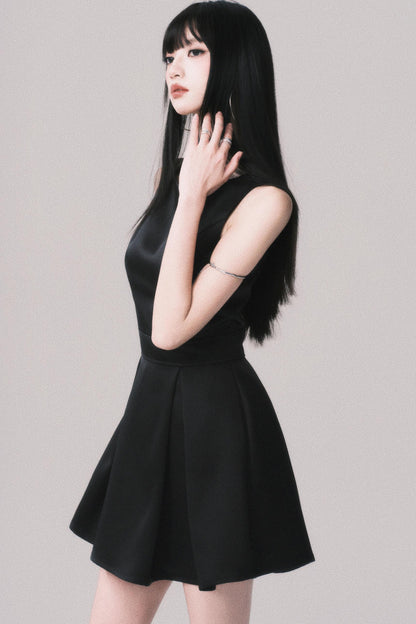 Korean Hepburn Black Summer Dress