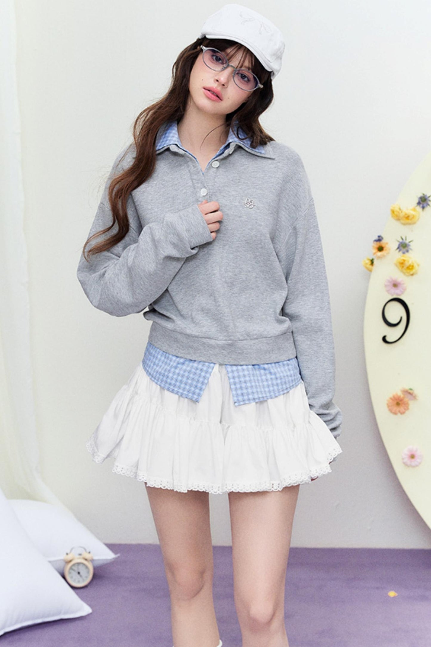 Mixed Check Polo Sweater