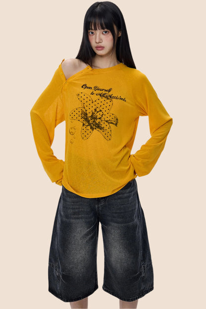 Slanted-Shouldered Summer T-Shirt