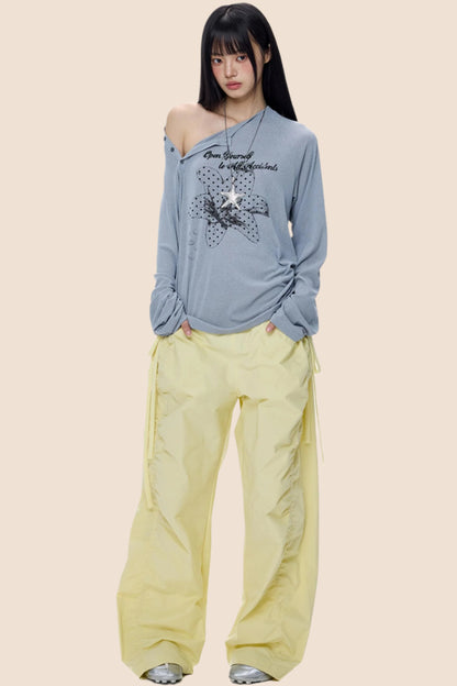 Slanted-Shouldered Summer T-Shirt