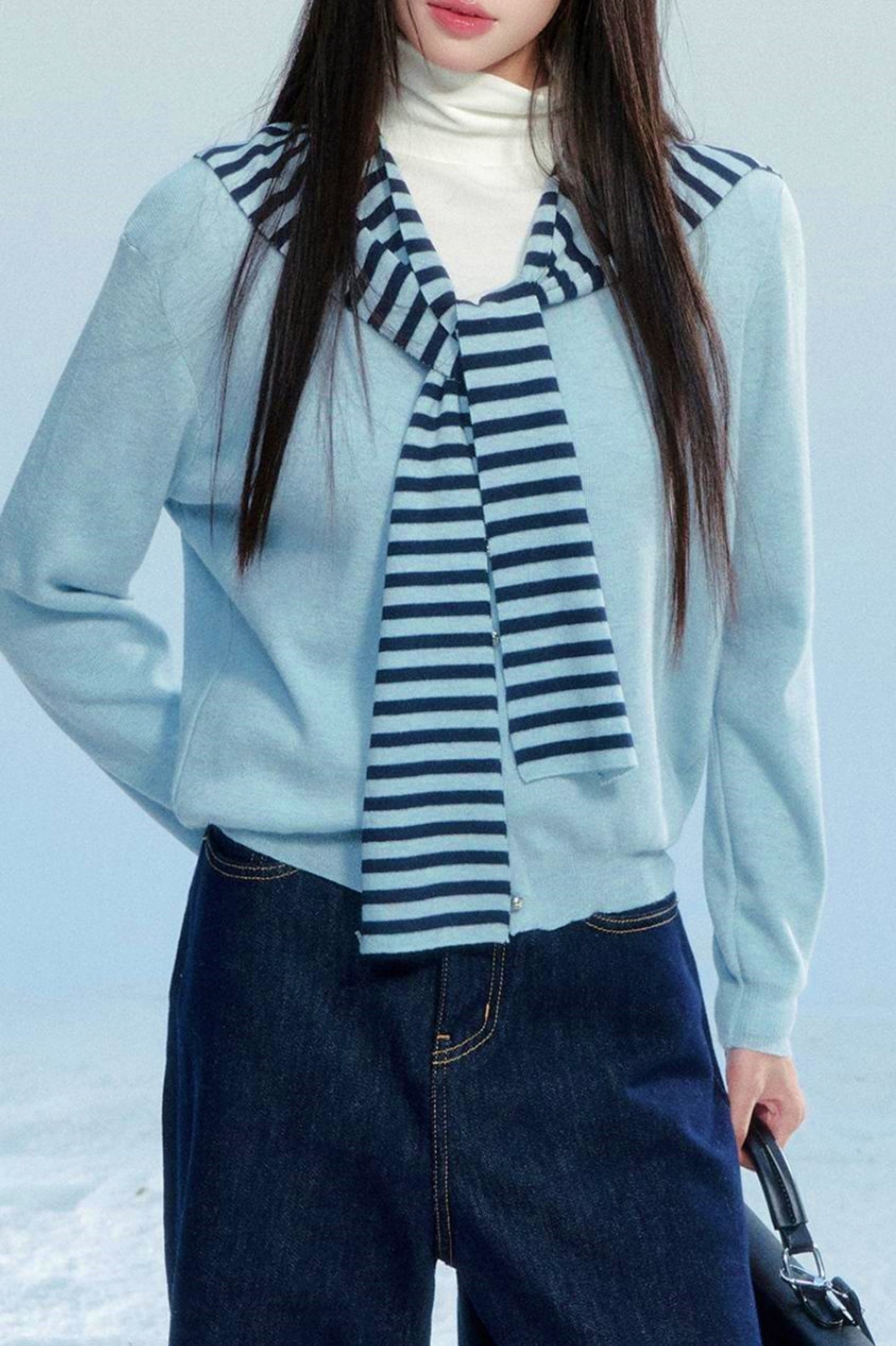 Striped Knitted Shawl Top