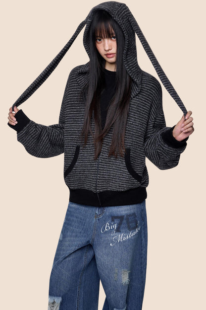 Lazy Vintage Rabbit Hooded Jacket