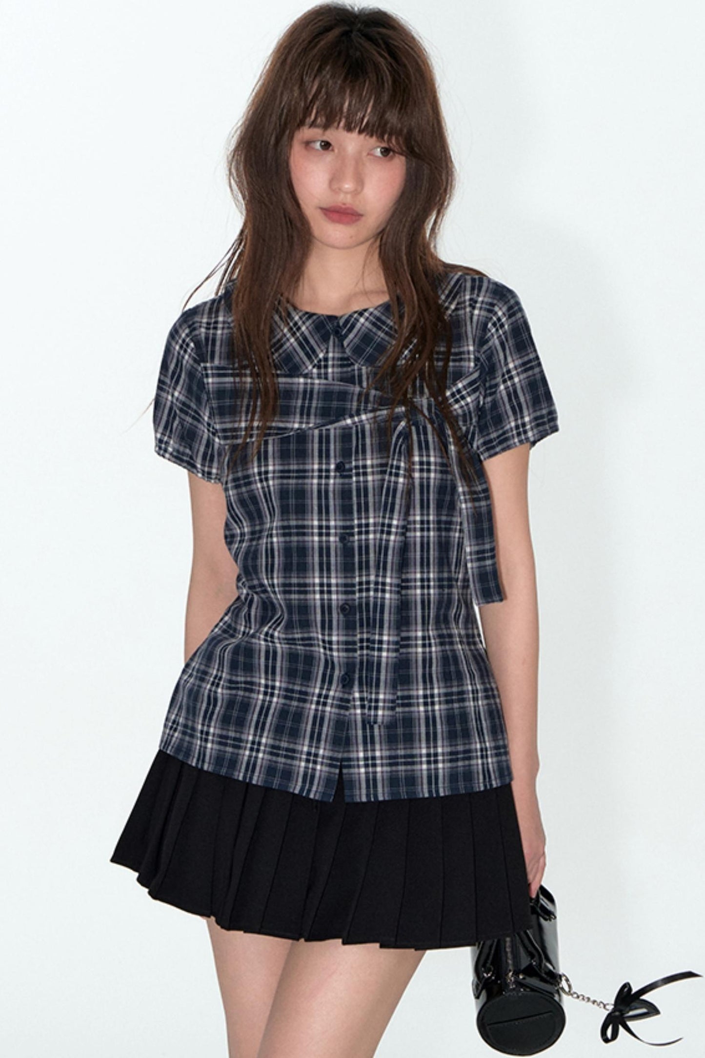 Sweet Cotton Plaid Skirt Set-Up