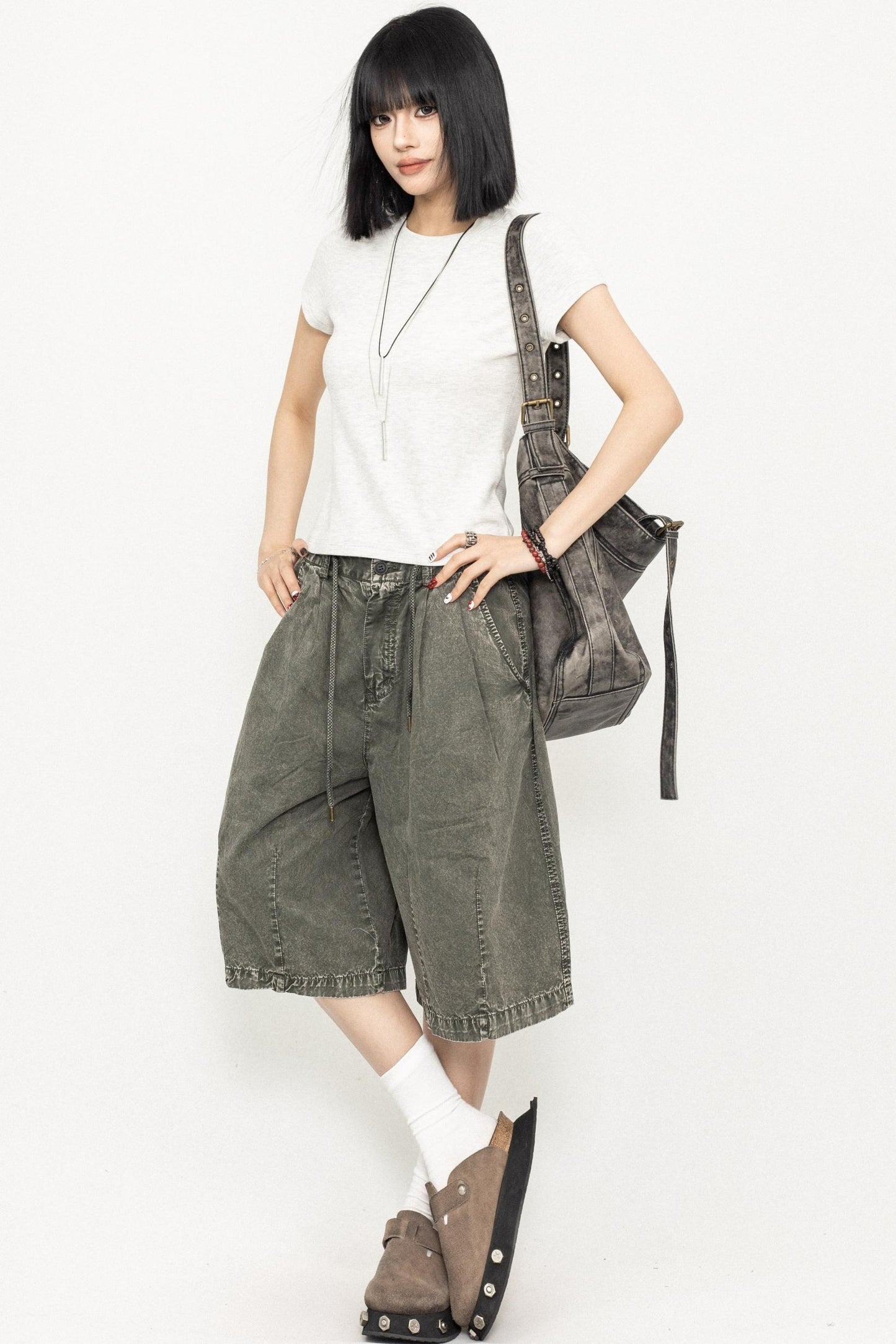 Retro Square Shoulder Slim Fit Tee