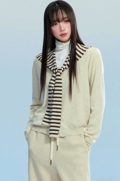 Striped Knitted Shawl Top