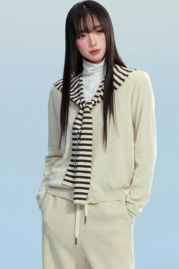 Striped Knitted Shawl Top