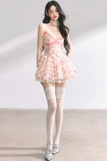 Apricot Lace Halter Dress