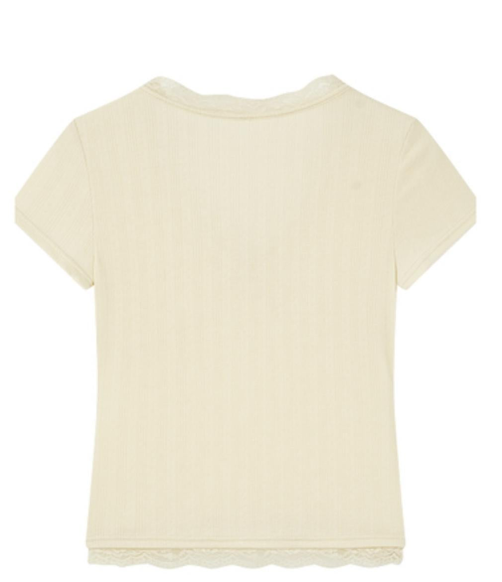 Summer V-Neck Lace Knit Top