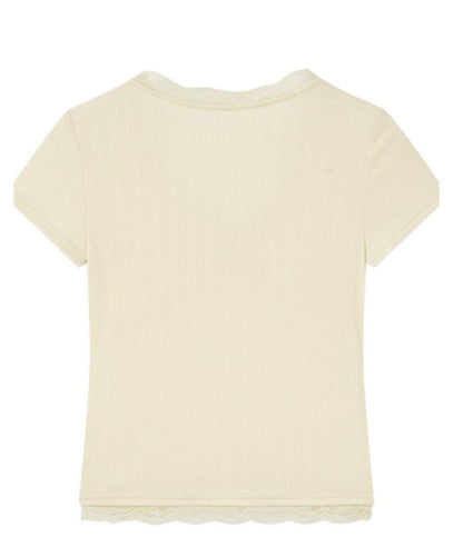 Summer V-Neck Lace Knit Top