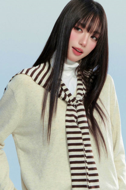 Striped Knitted Shawl Top