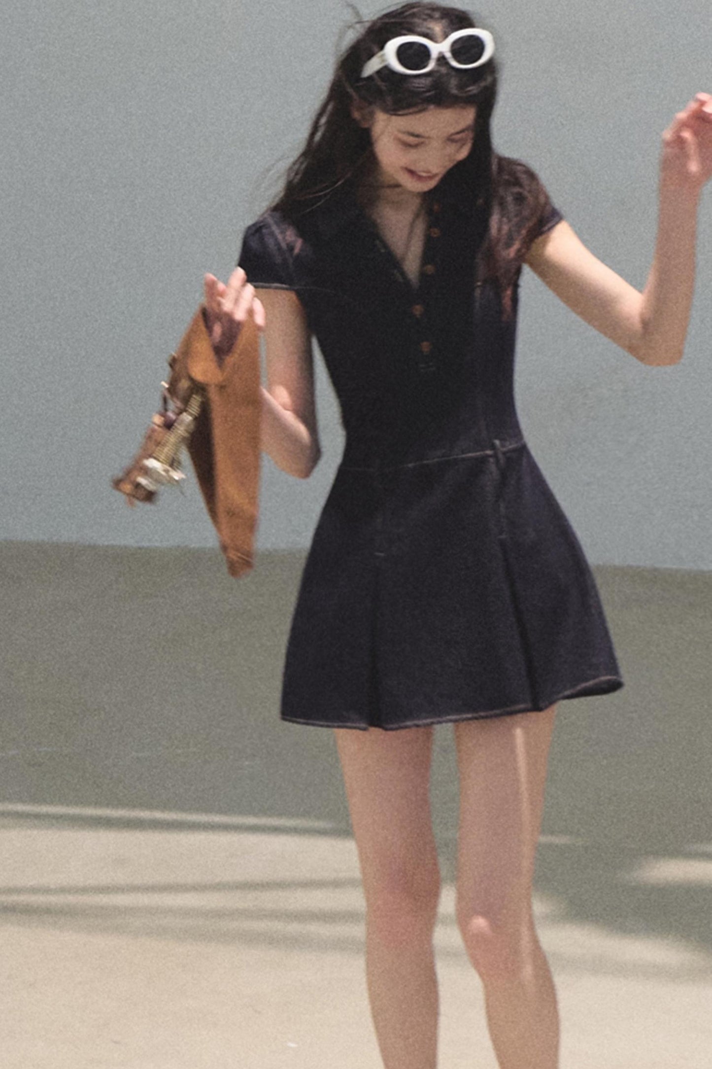 Summer Cicadas Denim V-Neck Waist Dress