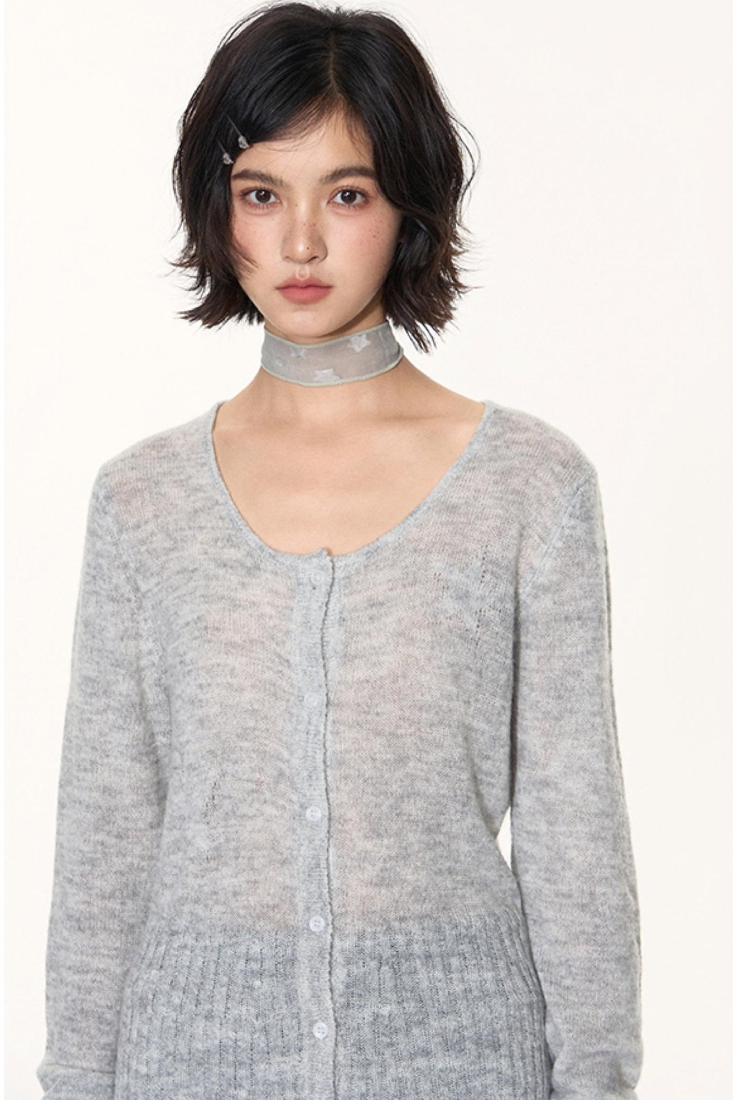 Star Jacquard Knit Cardigan Top