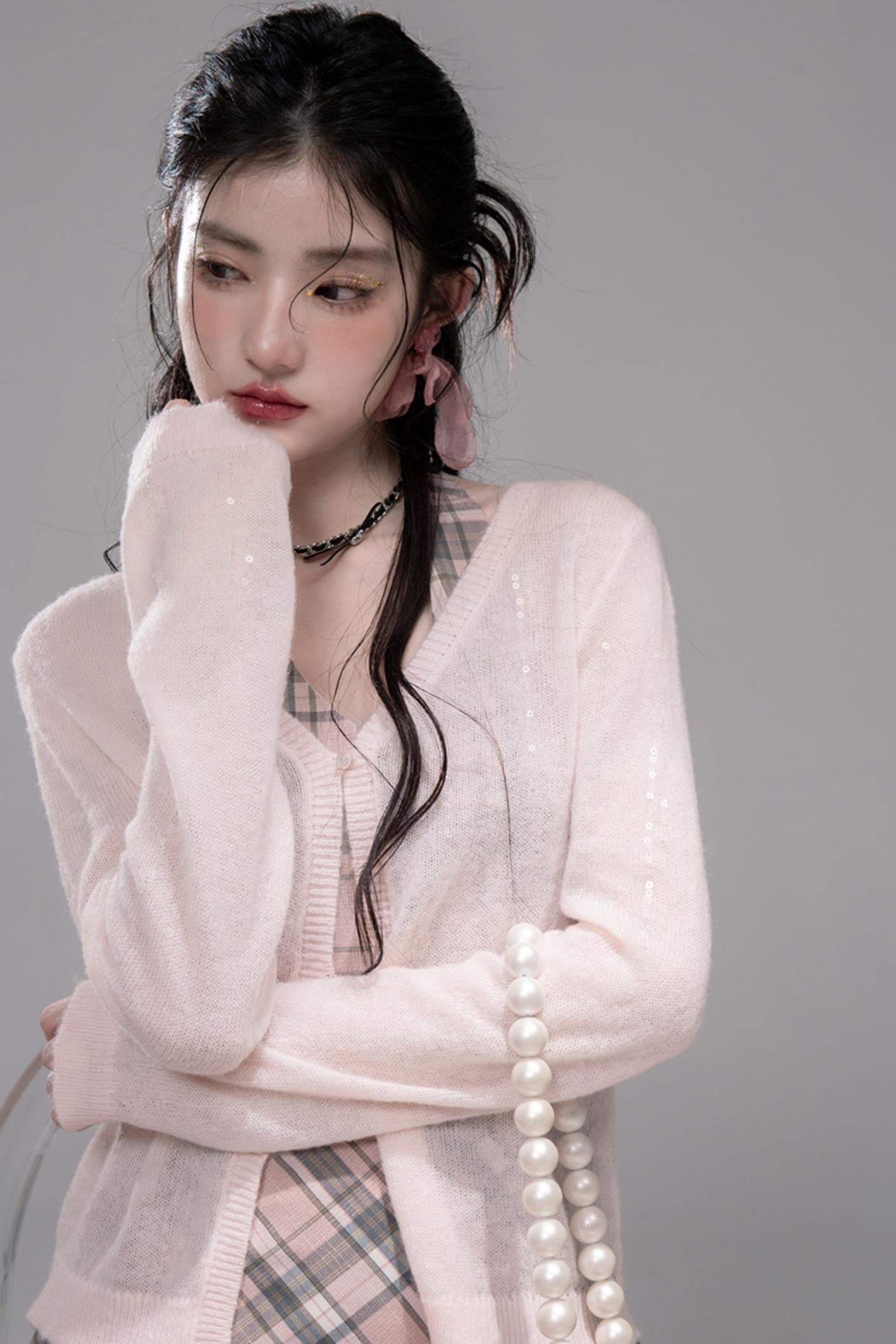 Grey Cherry Plaid Dress