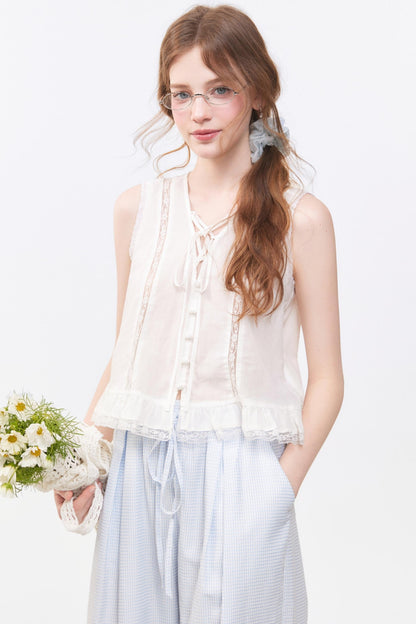 Sleeveless Lace Suit Set-Up