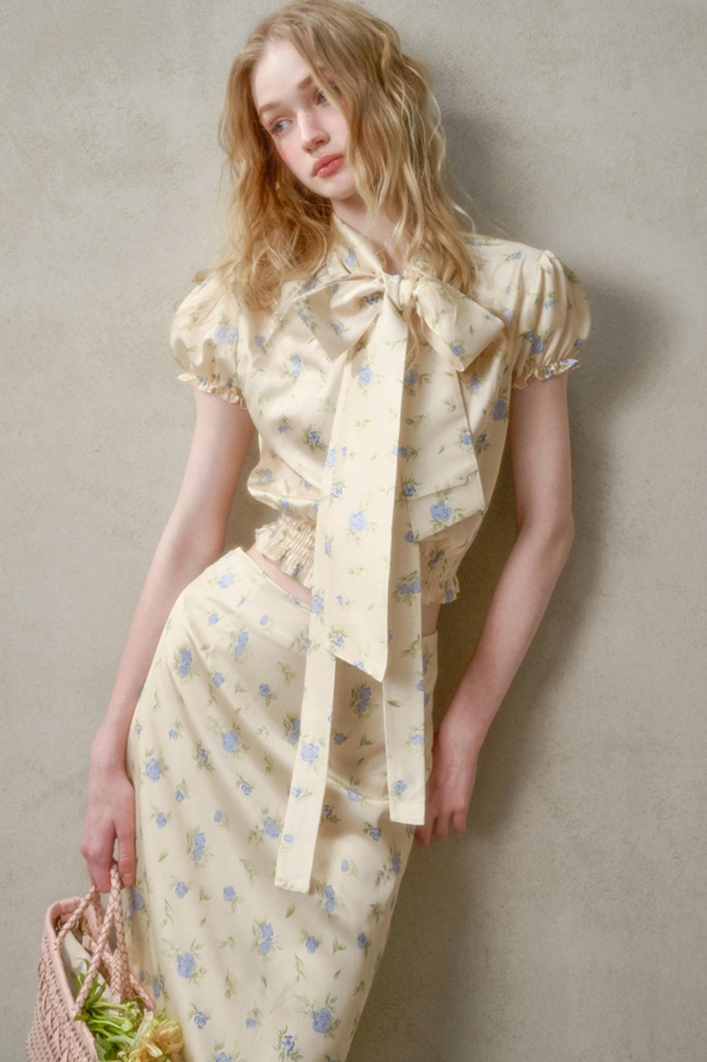 Lemon Lace Skirt With Shirt Set-Up