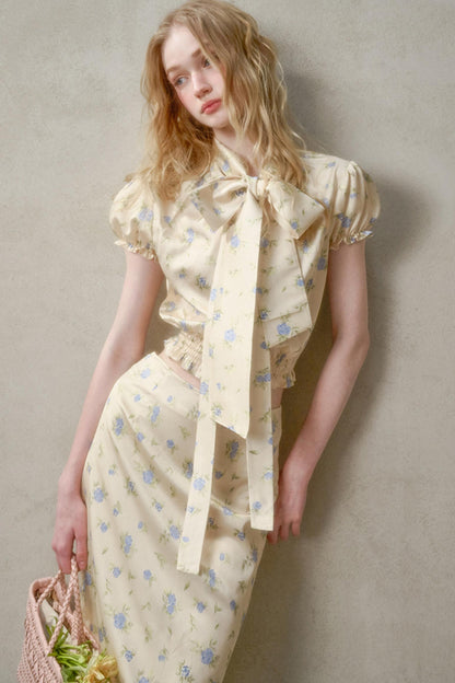 Lemon Lace Skirt With Shirt Set-Up