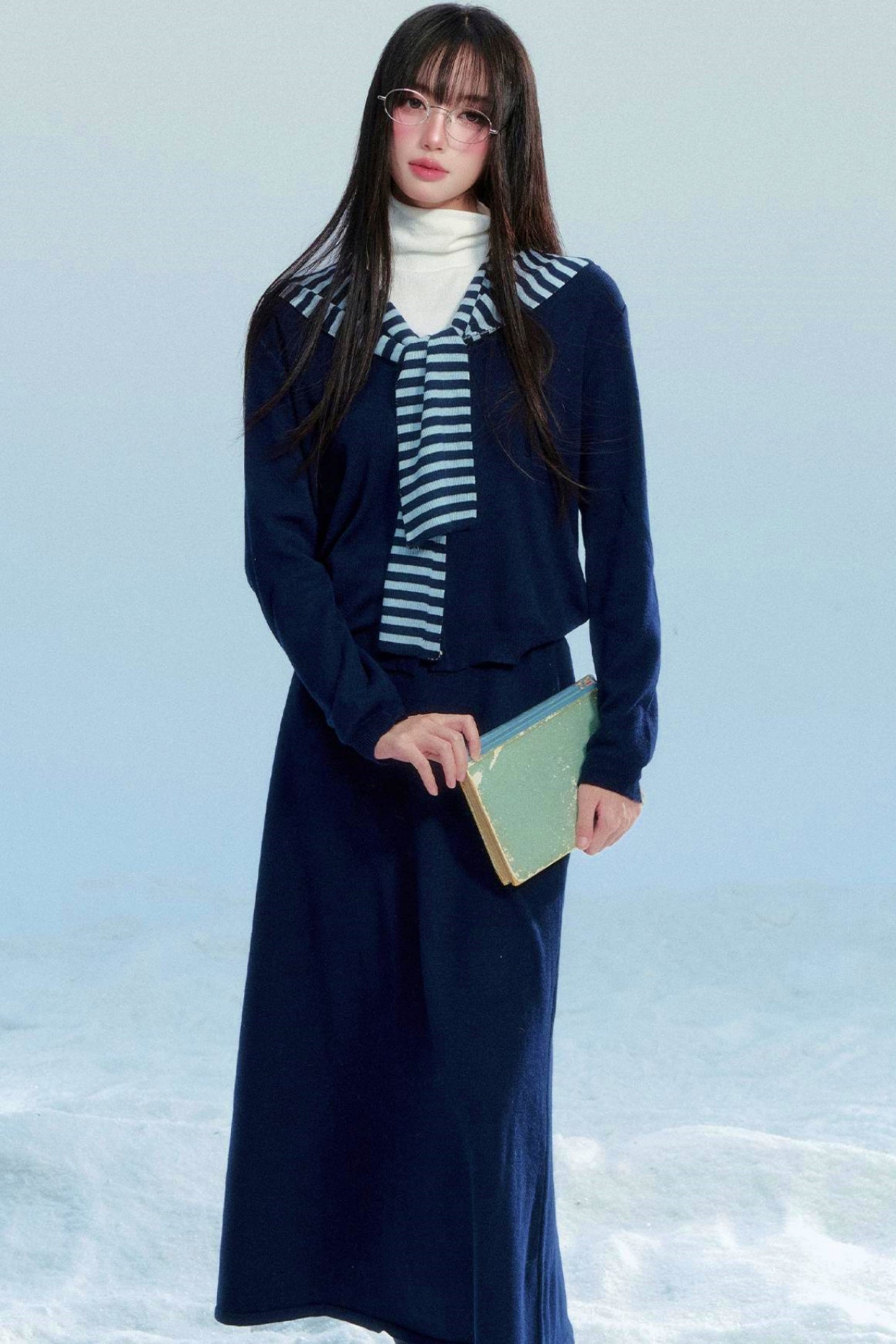 Striped Knitted Shawl Top