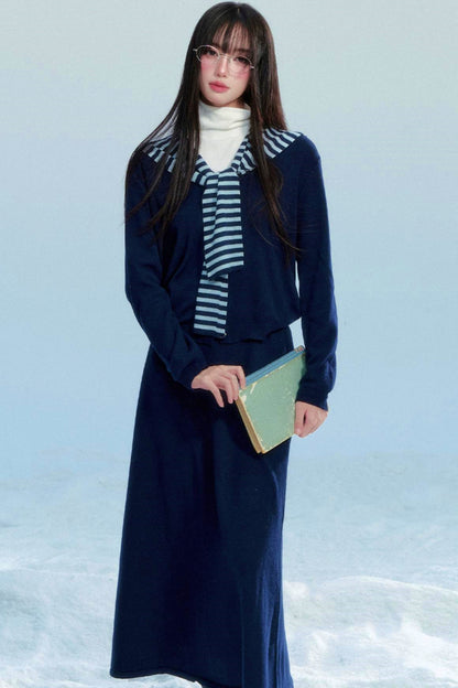 Striped Knitted Shawl Top