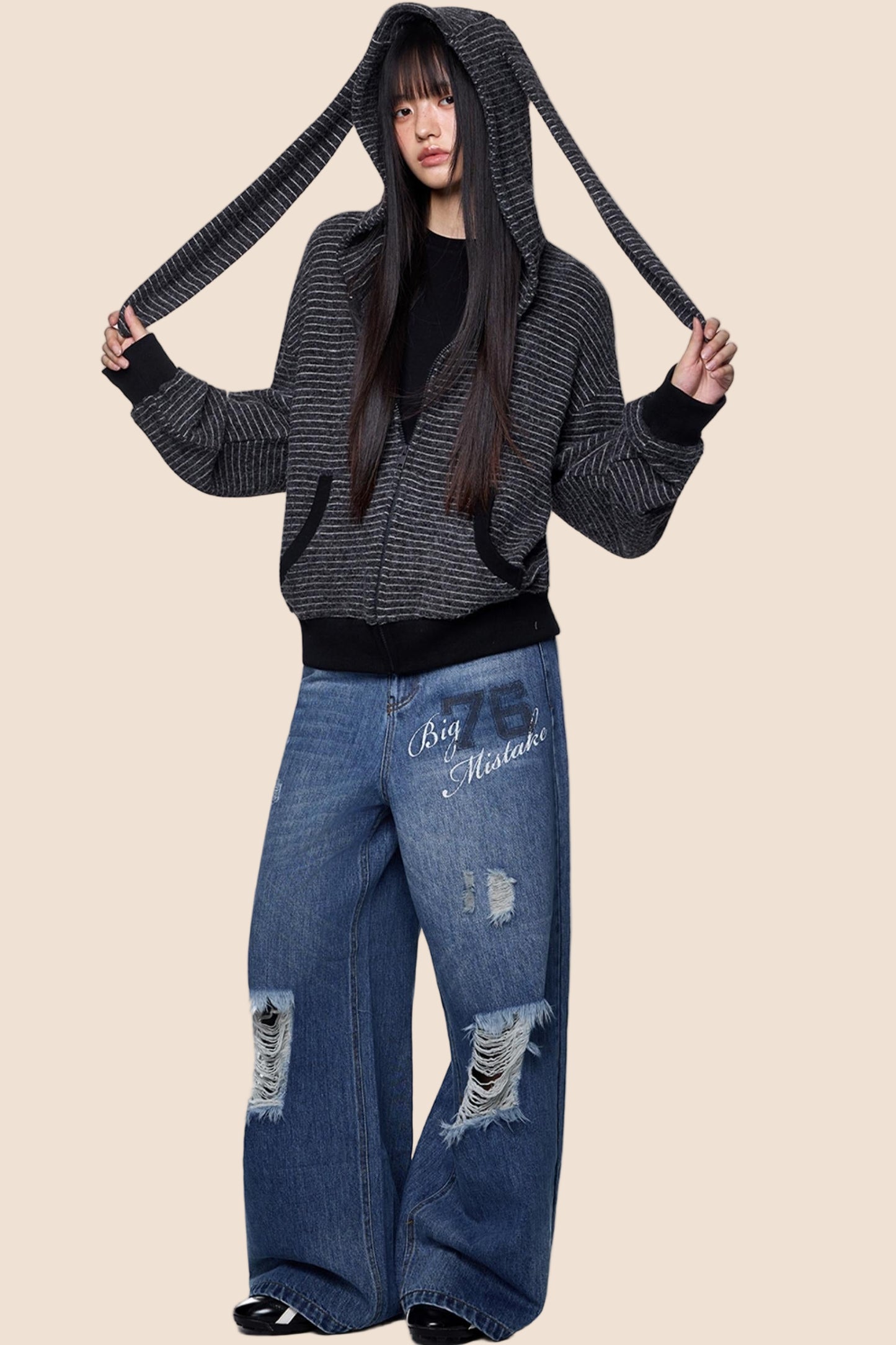 Lazy Vintage Rabbit Hooded Jacket