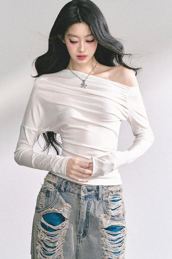 Straight Shoulder Long Sleeve T-Shirt