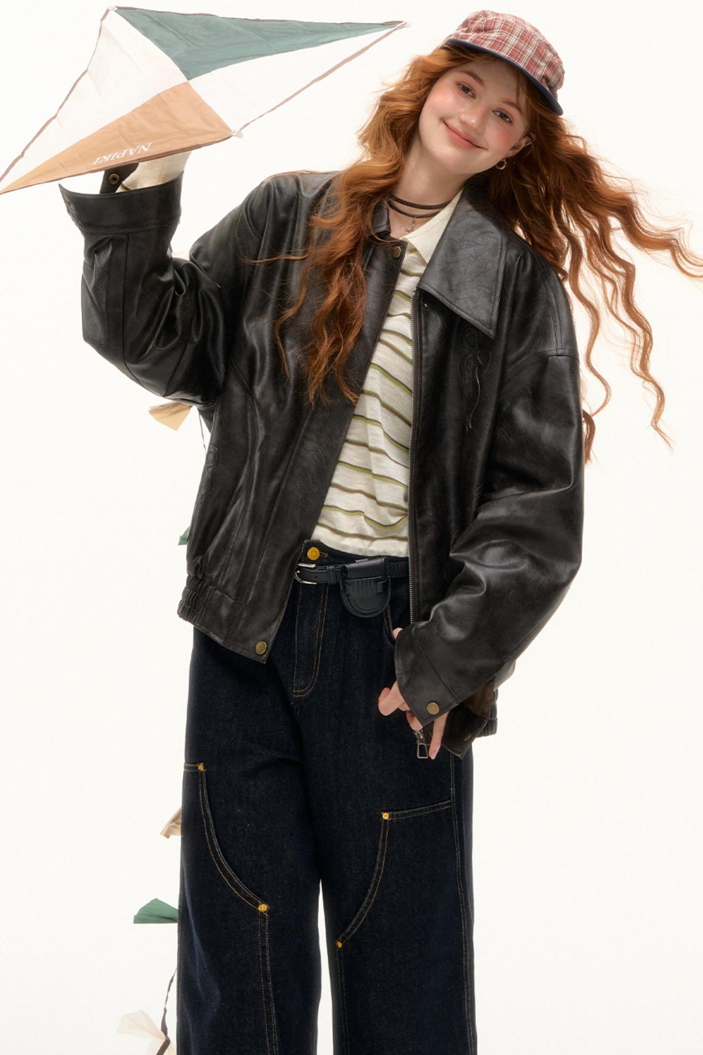 PU Leather Cardigan Style Jacket Set-Up