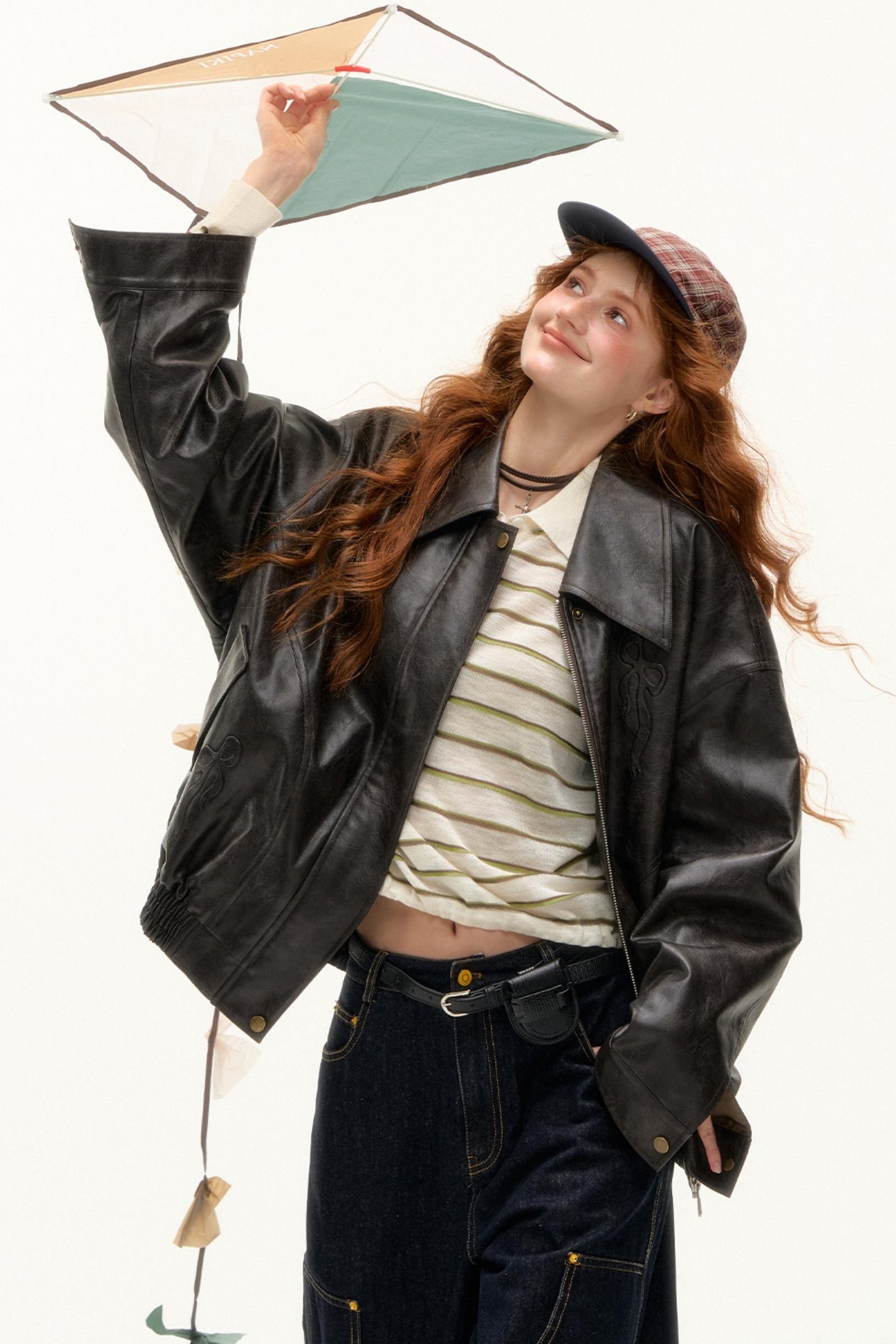 PU Leather Cardigan Style Jacket Set-Up