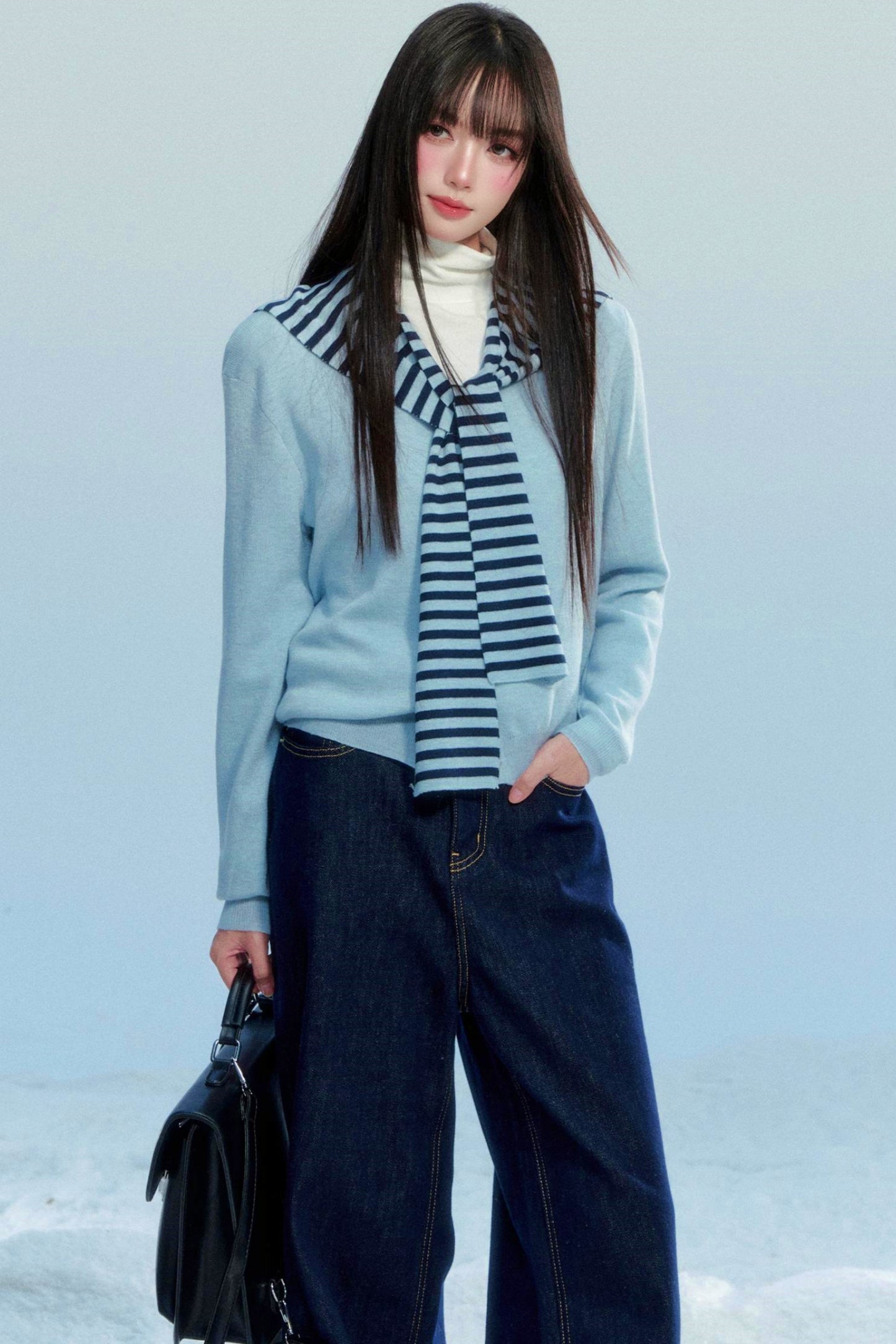 Striped Knitted Shawl Top