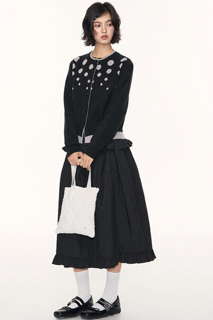 Ruffled Midi A-line Umbrella Skirt