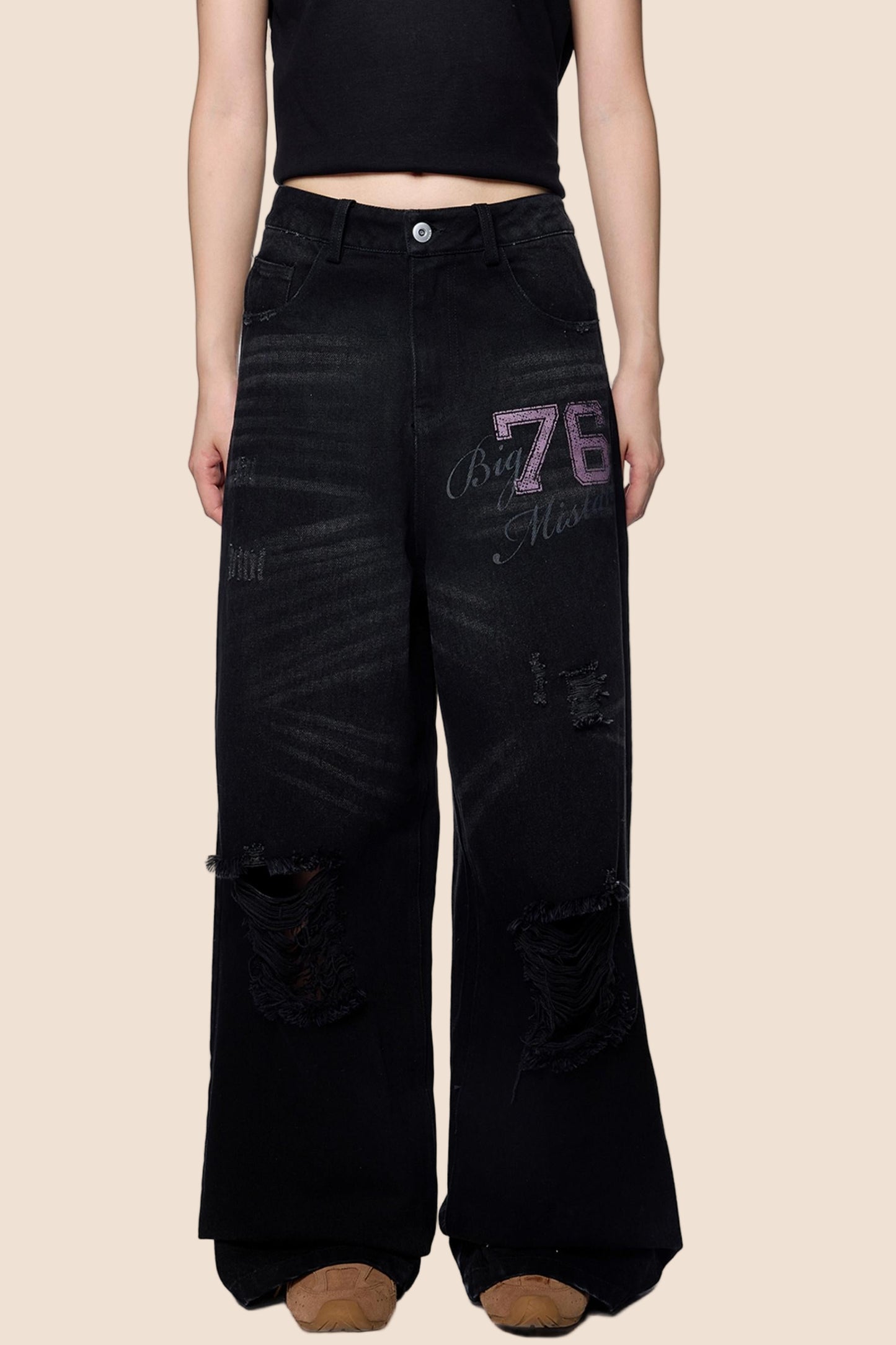 Distressed Ripped American Vintage Straight Pants