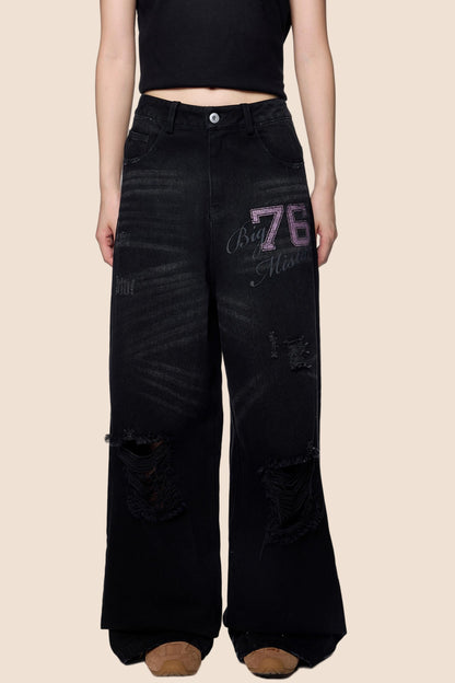 Distressed Ripped American Vintage Straight Pants