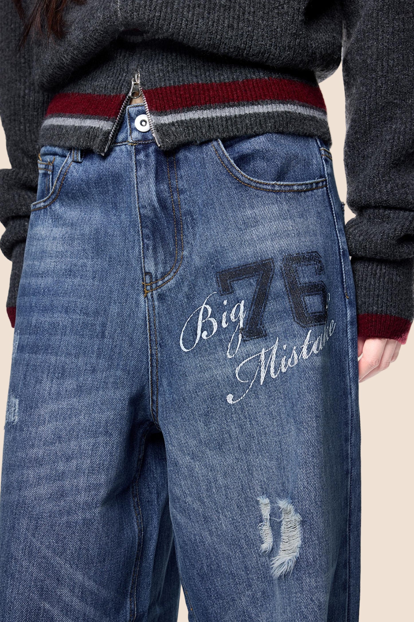 Distressed Ripped American Vintage Straight Pants