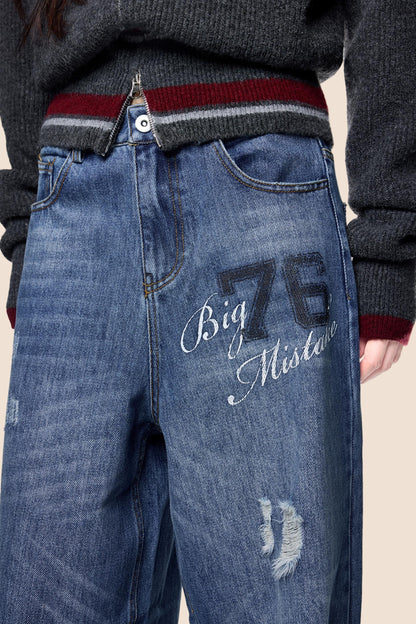 Distressed Ripped American Vintage Straight Pants