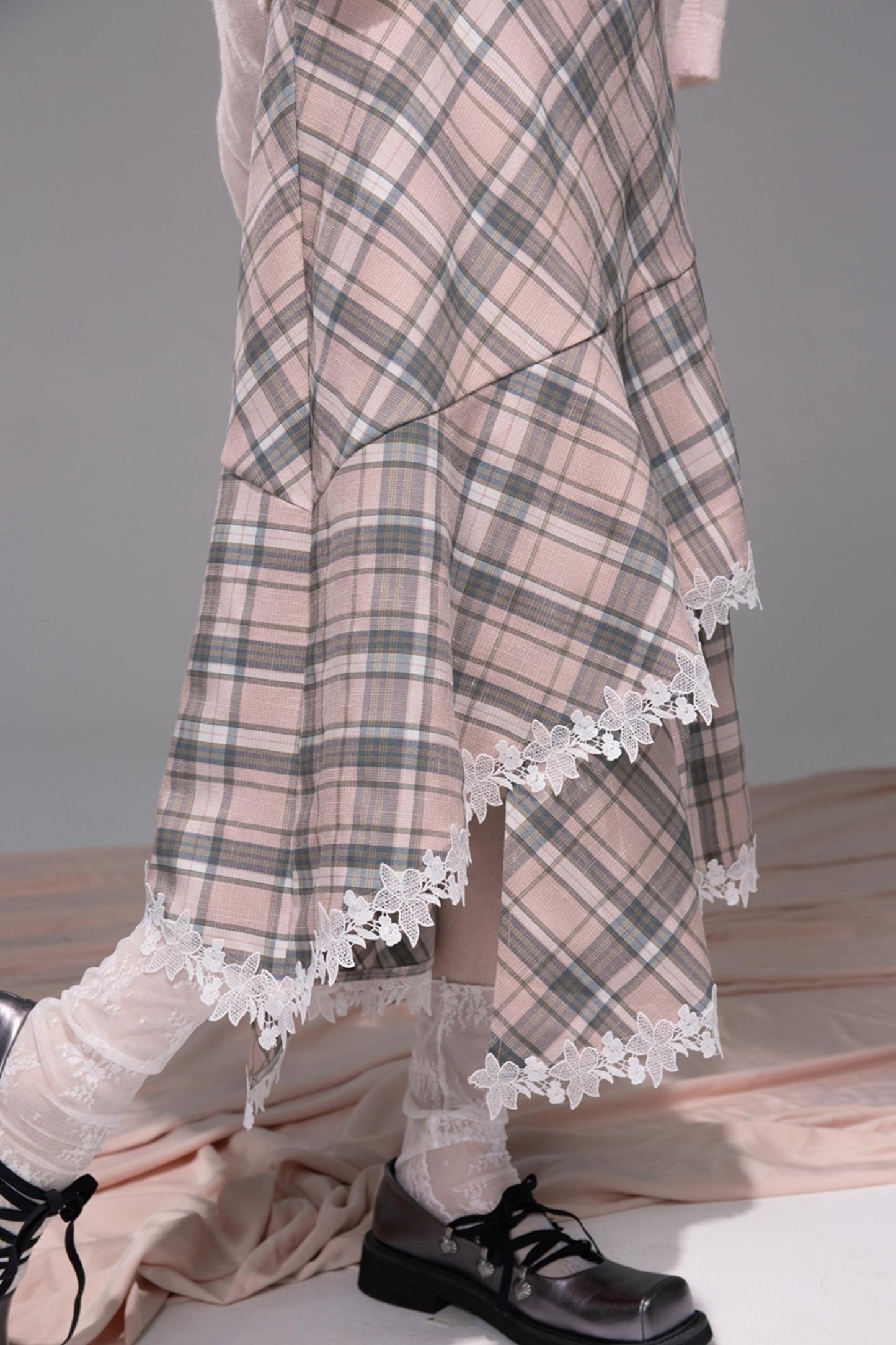 Grey Cherry Plaid Dress