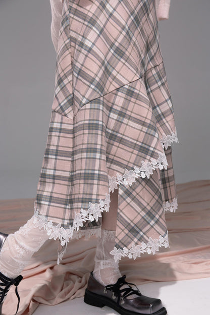 Grey Cherry Plaid Dress