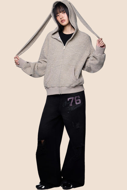 Lazy Vintage Rabbit Hooded Jacket