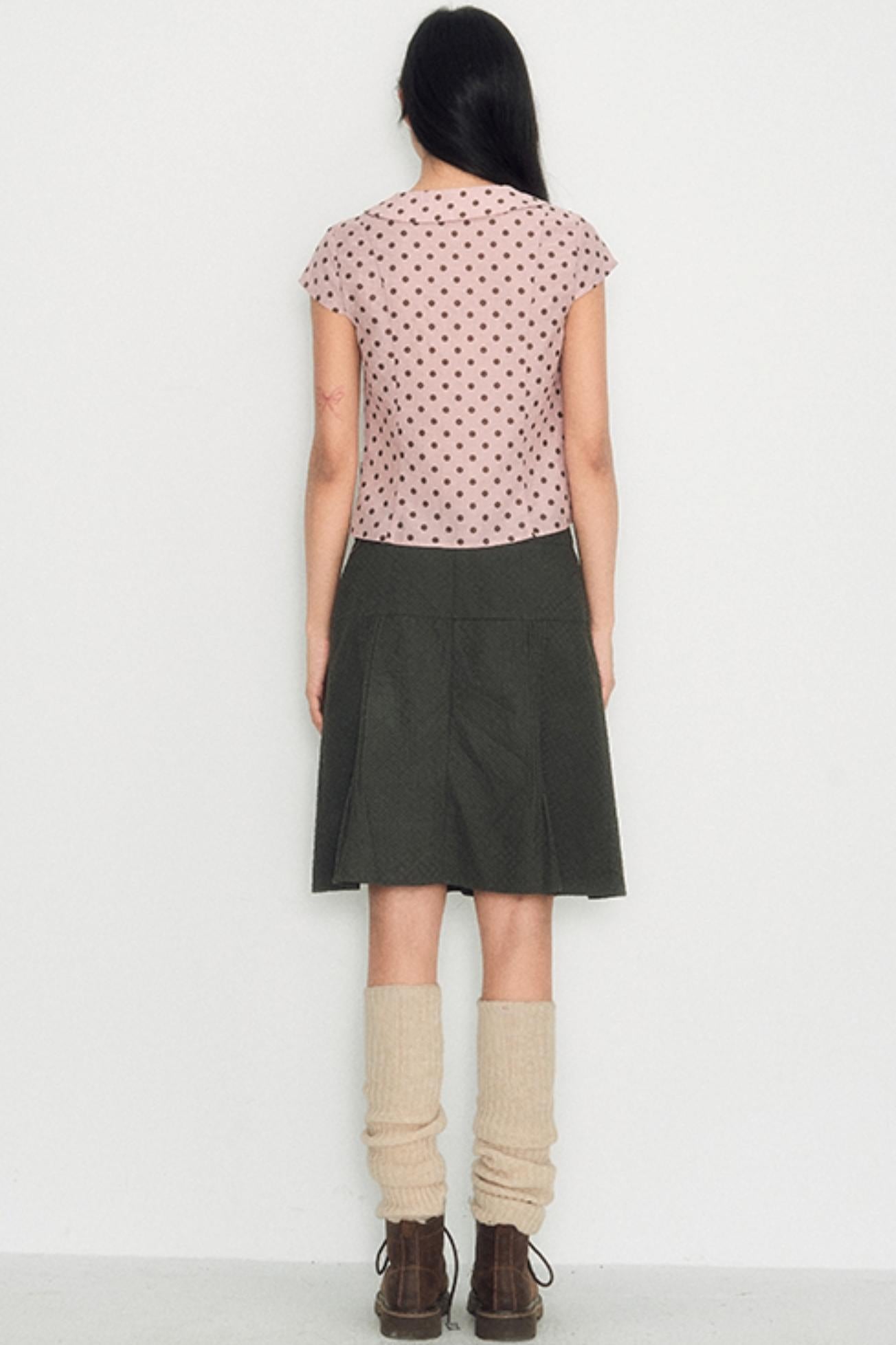 Sweet Pink Polka Dot Doll Collar Shirt