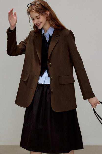 Autumn Retro Suede Blazer