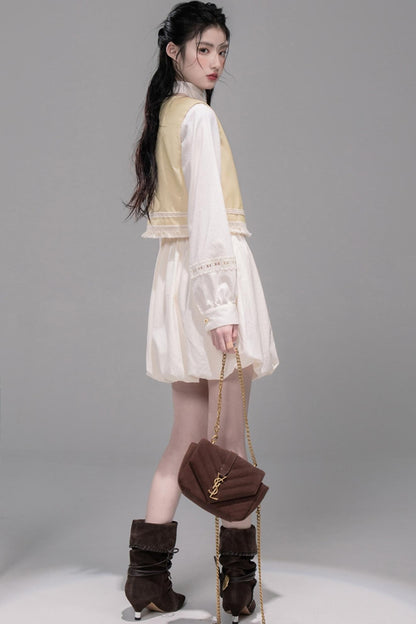 Urban Hibiscus Apricot White  Bud Dress Set-Up