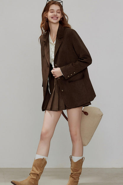 Autumn Retro Suede Blazer